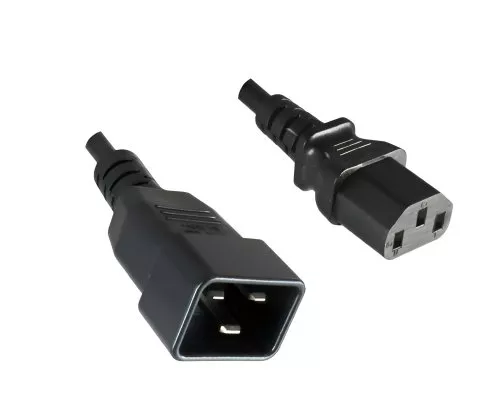 Захранващ кабел C13 към C20, 1mm², удължител, VDE, черен, дължина 0.50m